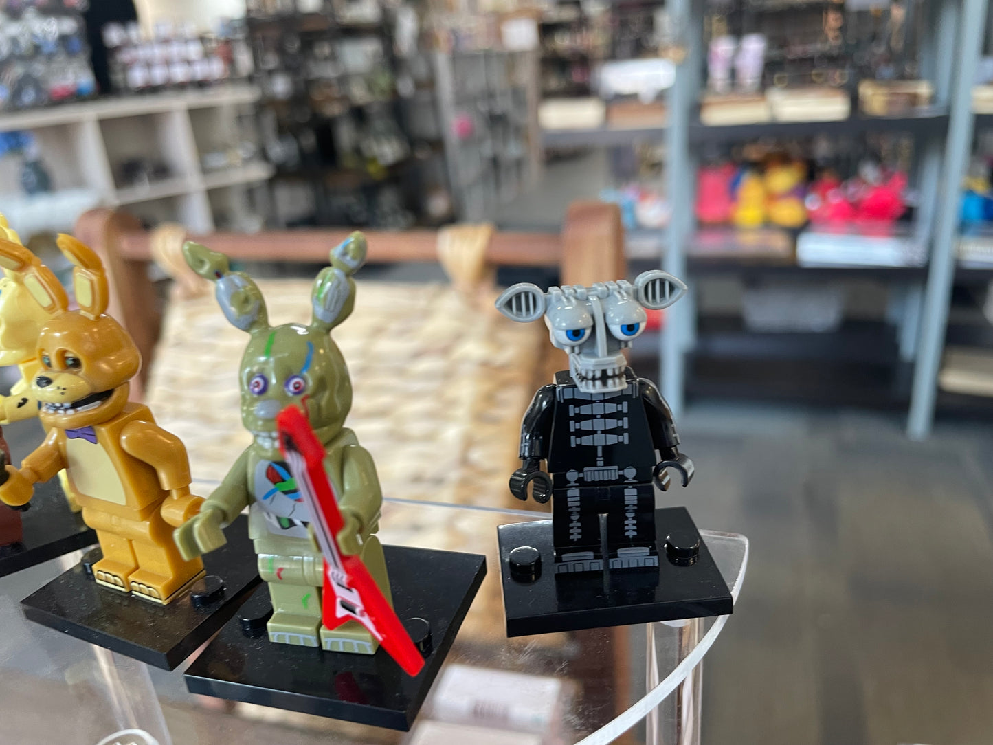 Five Nights at Freddies: Golden Bonnie, Spring Trap, Endo 02, Yellow Bonnie, Twisted Wolf, Eyepatch Funtime Foxy. $6 Each Buy 5 Get 1 FREE!!!